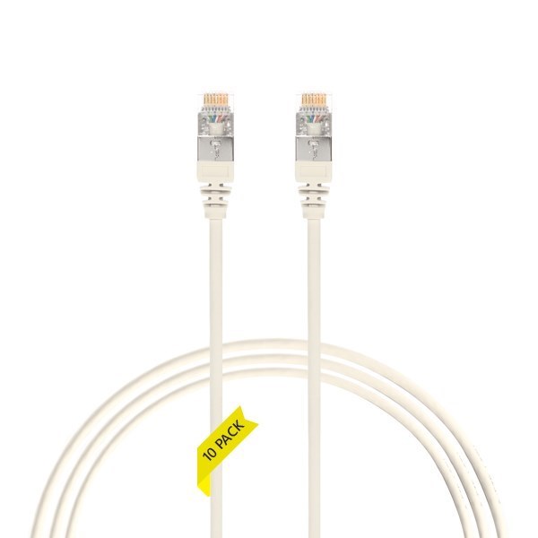 4Cabling 2.5M Cat6a RJ45 S/FTP Thin LSZH 30 Awg Network Cable | 10 Pack White