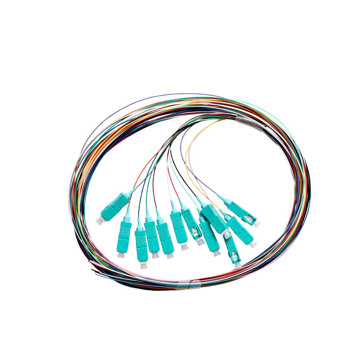 4Cabling Fibre Pigtail SC Om4 Multimode 2M - 12 Pack Rainbow - Aqua Connector | Backward Compatible With Om3