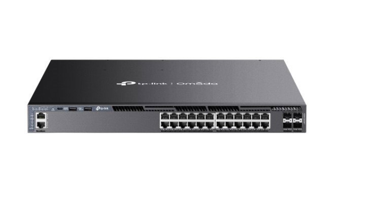 TP-Link Omada 24-PortGigabit Stackable L3 Managed PoE+ Switch With 4 10Ge SFP+ Slots
PORT: 24× Gigabit PoE+ RJ45 Ports, 4× 10G SFP+ Slots, RJ45/Type C Usb Console Port,