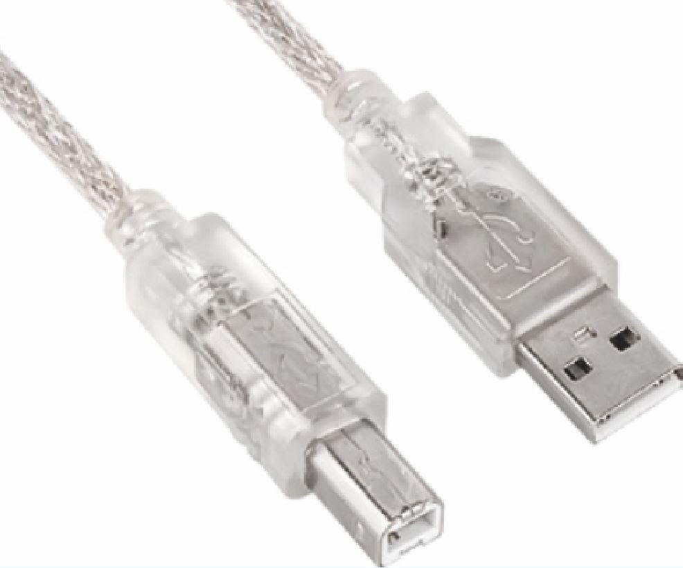 Astrotek Usb 2.0 Printer Cable 2M - Type A Male To Type B Male Transparent Colour For HP Canon Epson Brother Xerox Lexmark Dell