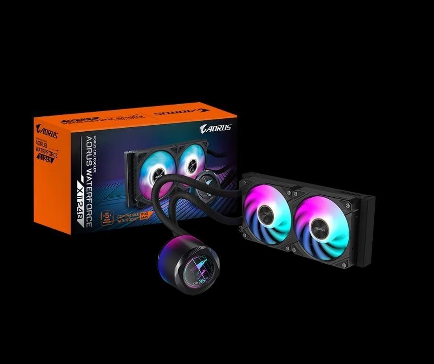 Gigabyte Aorus Waterforce X Ii 240 LCD Display Aio Liquid Cooler, Intel 115X,1200, 1700, Amd, Am5, Am4, STR5