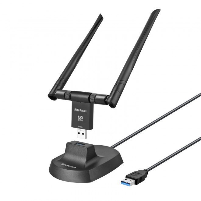 Simplecom (LS) Simplecom NW811 Ax1800 Dual Band WiFi 6 Usb Adapter 802.11Ax With 2X 5dBi High Gain Antennas (LS> NW811v2)