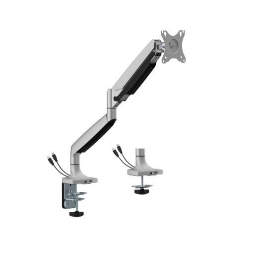 BrateckLDT82-C012UC Single Screen Heavy-Duty Gas Spring Monitor Arm With Usb Ports For Most 17'~45' Monitors, Matte Silver(New)
