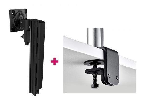 Atdec Awms-1340 130MM Arm + 400MM Post / 12KG (26.5LB) Flat Screens, 10KG (22LB) Curved Screens + F Clamp Desk Fixing, Black