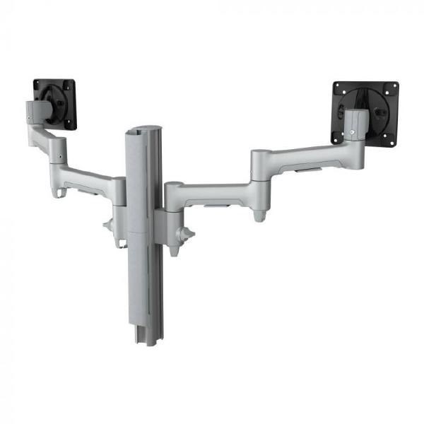 Atdec Awms-2-4640 Dual Monitor Swing Arms On 400MM Post. Max Load: 12KG (Flat), 10KG (Curved), C-Clamp Desk Fixing, Vesa Up To 100X100. Silver.