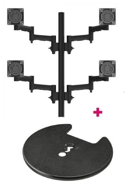 Atdec Awms-4-4675 Quad 460MM Monitor Arms On 750MM Post / 12KG (26.5LB) Flat Screens, 10KG (22LB) Curved Screens + Grommet Clamp Desk Fixing, Black