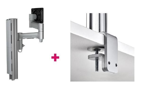Atdec Awms-4640 Single 460MM Monitor Arm + 400MM Post / 12KG (26.5LB) Flat Screen, 10KG (22LB) Curved Screen + F Clamp Desk Fixing, Silver
