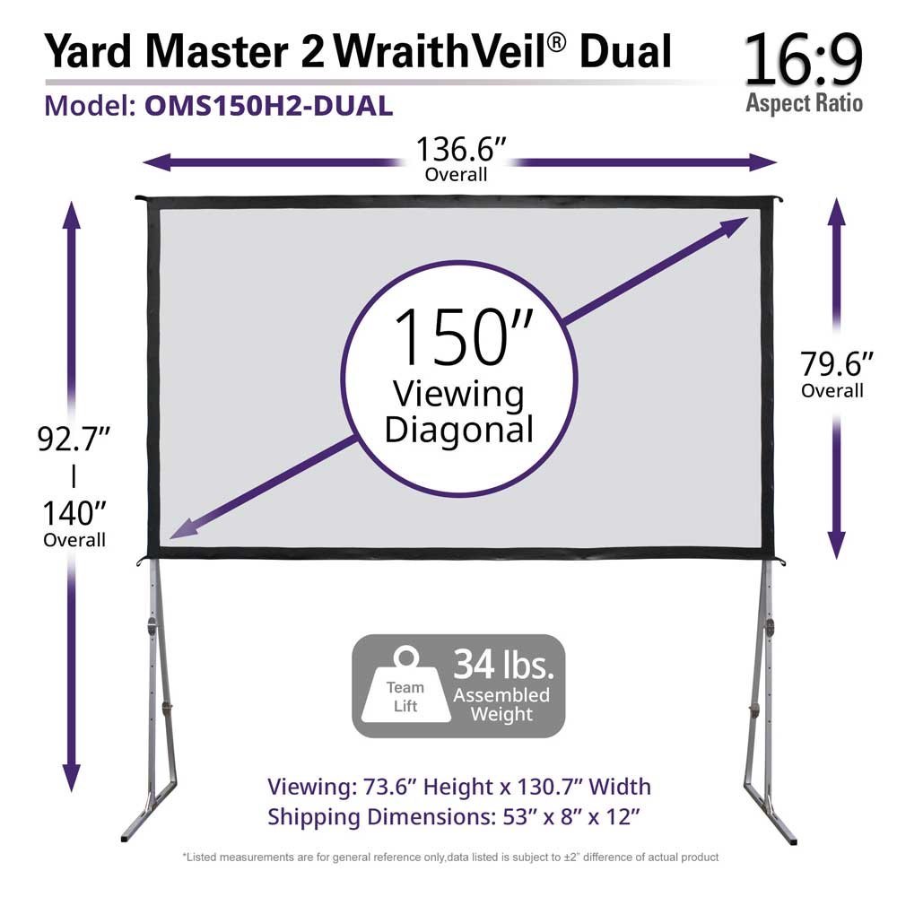 Elite Screens 150 169 Outdoor Screen With Both Rear And Front Projection