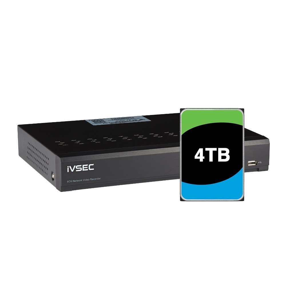 Ivsec NR308XC NVR 8 Channels 12MP 8 X Poe Ports 1 Bay H2 H265 4Khdmi Ivs 4TB Install