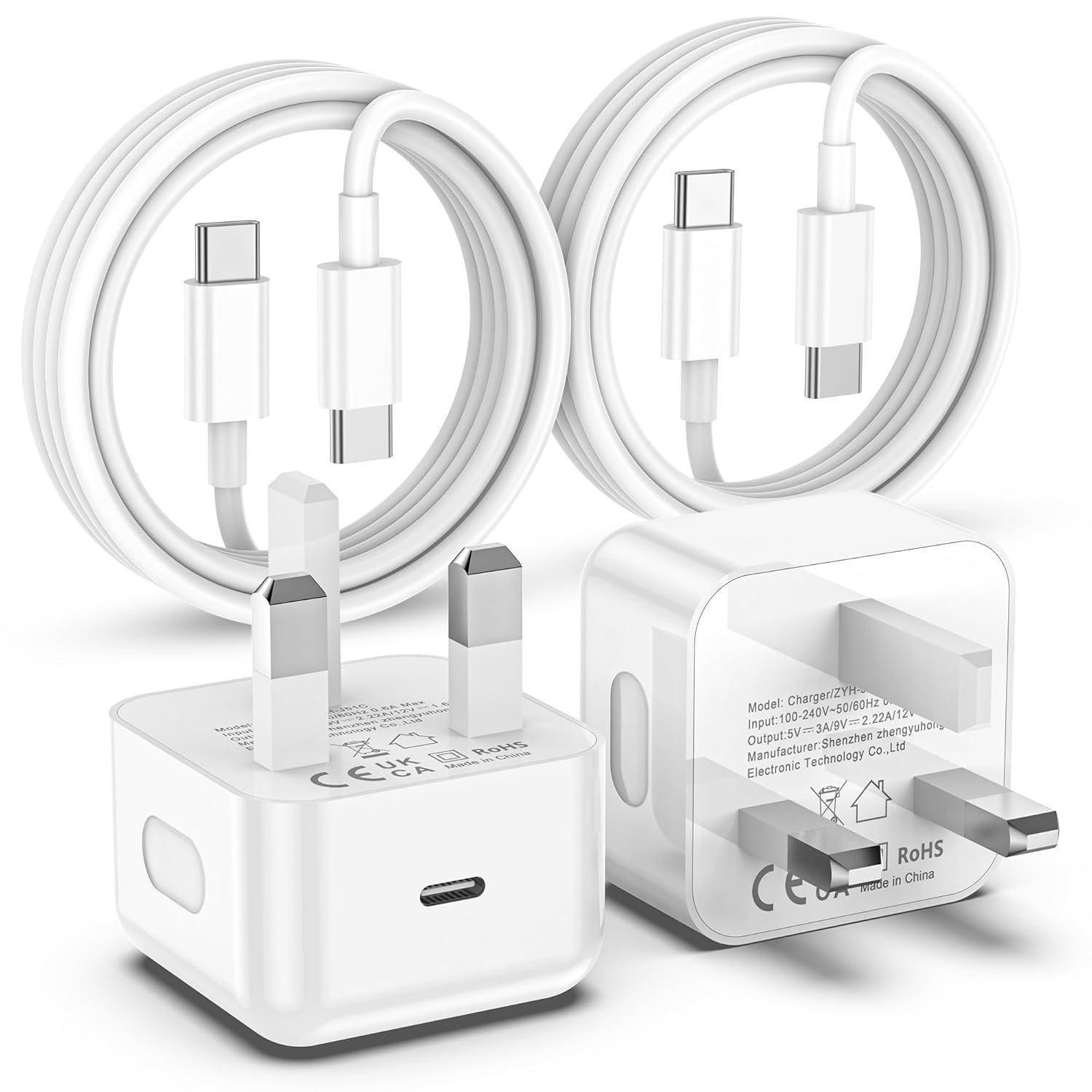 USB-C Plug and USB-C to USB-C Cable (2 Pack)