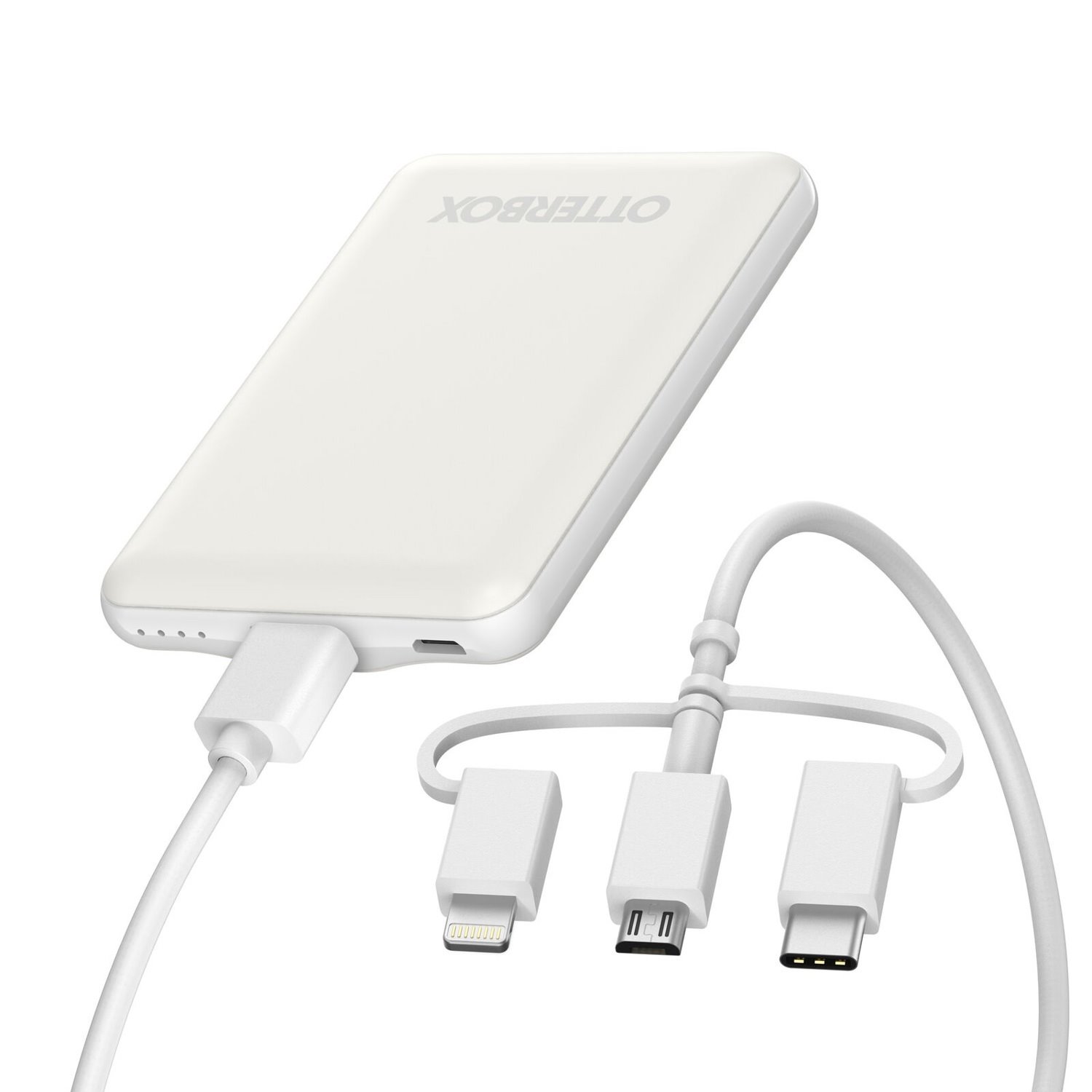 OtterBox Mobile Charging Kit - White (78-80836), 5K mAh Power Bank, 3-In1 3 Amps MFi Cable (Usb-A To Lightning + Usb-C + Micro-USB)