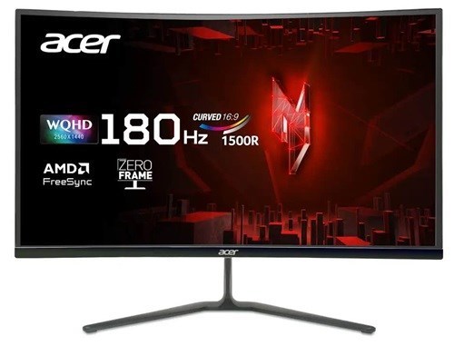 Acer Nitro Adaptivesync, 27" 16:9,CURVE,VA(1500R),QHD(2560x1440),1ms,180Hz,HDMI(2.0)x2,DP(1.2)x1,Tilt,SPK(2Wx2),VESA75x75,3YR WTY