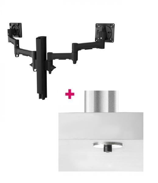 Atdec Awms-2-4640 Dual Monitor Swing Arms On 400MM Post / 12KG (26.5LB) Flat Screens, 10KG (22LB) Curved Screens + Bolt-Through Desk Fixing, Black