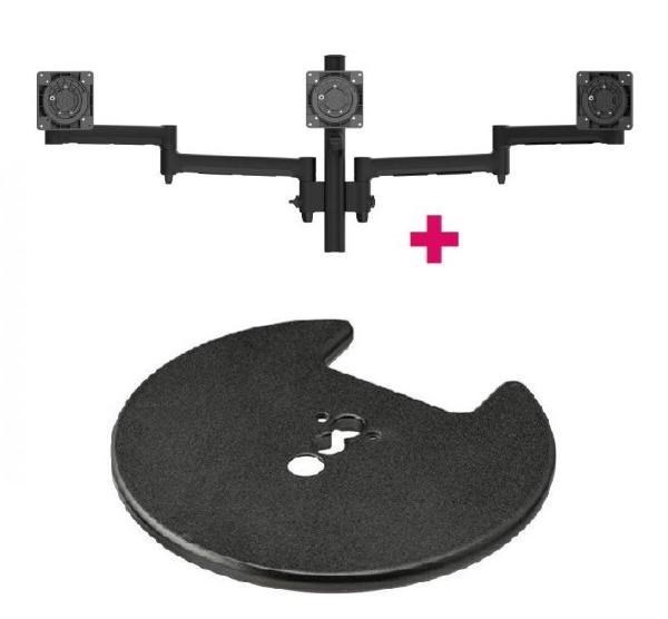 Atdec Awms-3-13714 Triple Monitor Arms + 400MM Post / 12KG (26.5LB) Flat Screens, 10KG (22LB) Curved Screens + Grommet Clamp Desk Fixing, Black