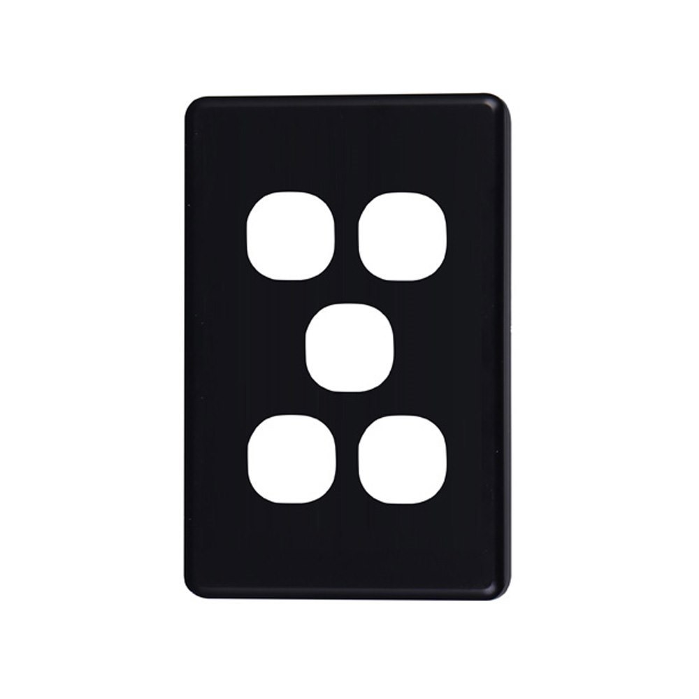 4Cabling 4C | Classic 5 Gang Switch Cover Plate | Black