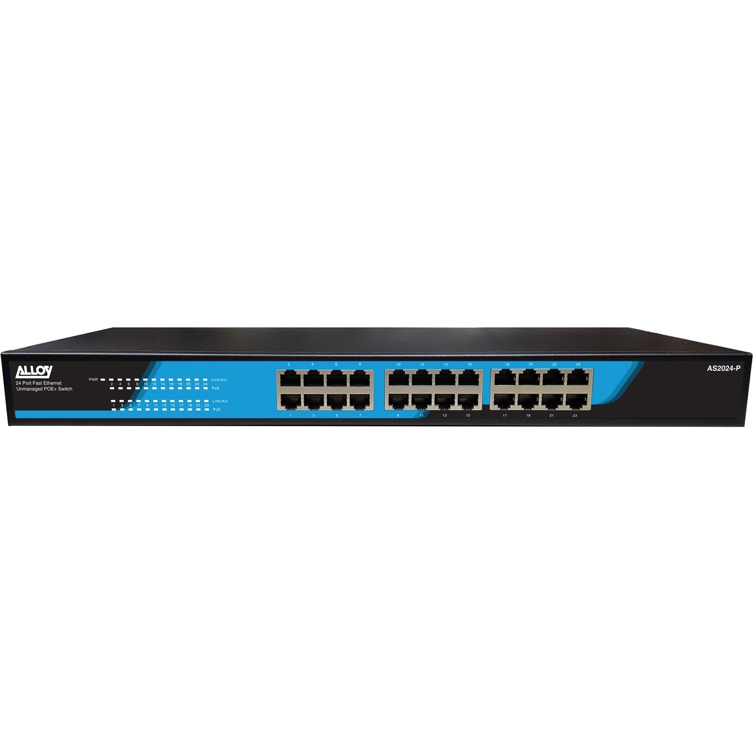 Alloy 24 Port Unmanaged Fast Ethernet 802.3At PoE Switch, 250 Watts