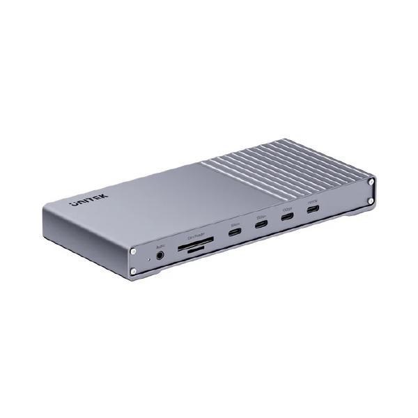 Unitek Usb4 40Gbps Triple Display Docking Station, 1X 5Gbps, 2X 10Gbps, 1X PD20W, 1X Host, Grey