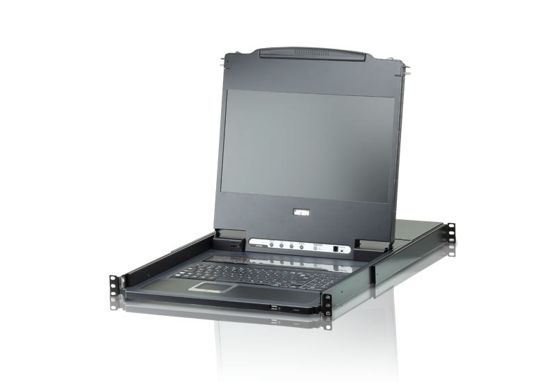 Aten Rackmount KVM Switch Single Rail 8 Port Dvi Usb W/ 17.3' LCD Display, 2X Custom KVM Cables, 1920X1200@60HZ Display, Led Illumination