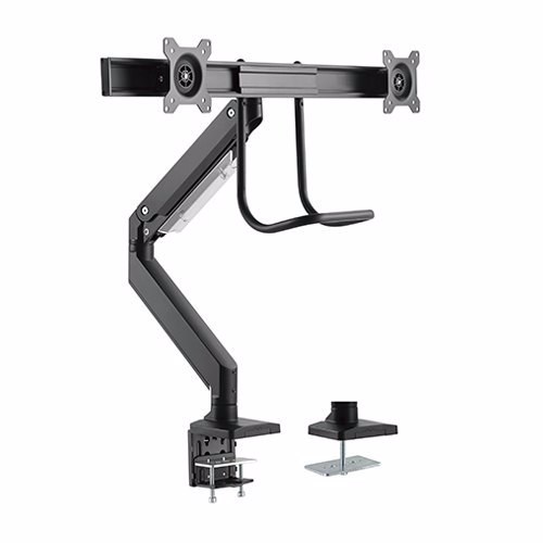 Brateck Dual Monitors Aluminum Heavy-Duty Gas Spring Monitor Arm With Handle Fit Most 17‘-32’ Monitors Up To 8KG Per Screen Vesa 75X75/100X100