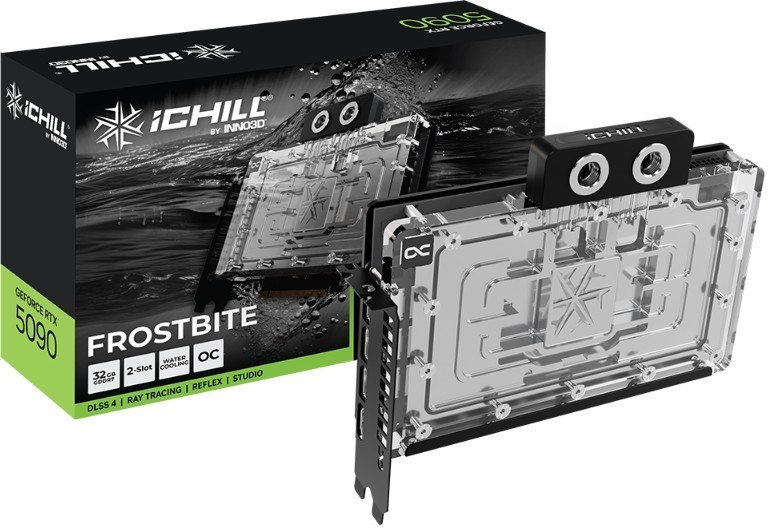Inno3d nVidia GeForce RTX 5090 Ichill Frostbite 32GB GDDR7 2467MHz Boost, Full-Cover Water Block (Custom Loop Required) 204X161X34MM