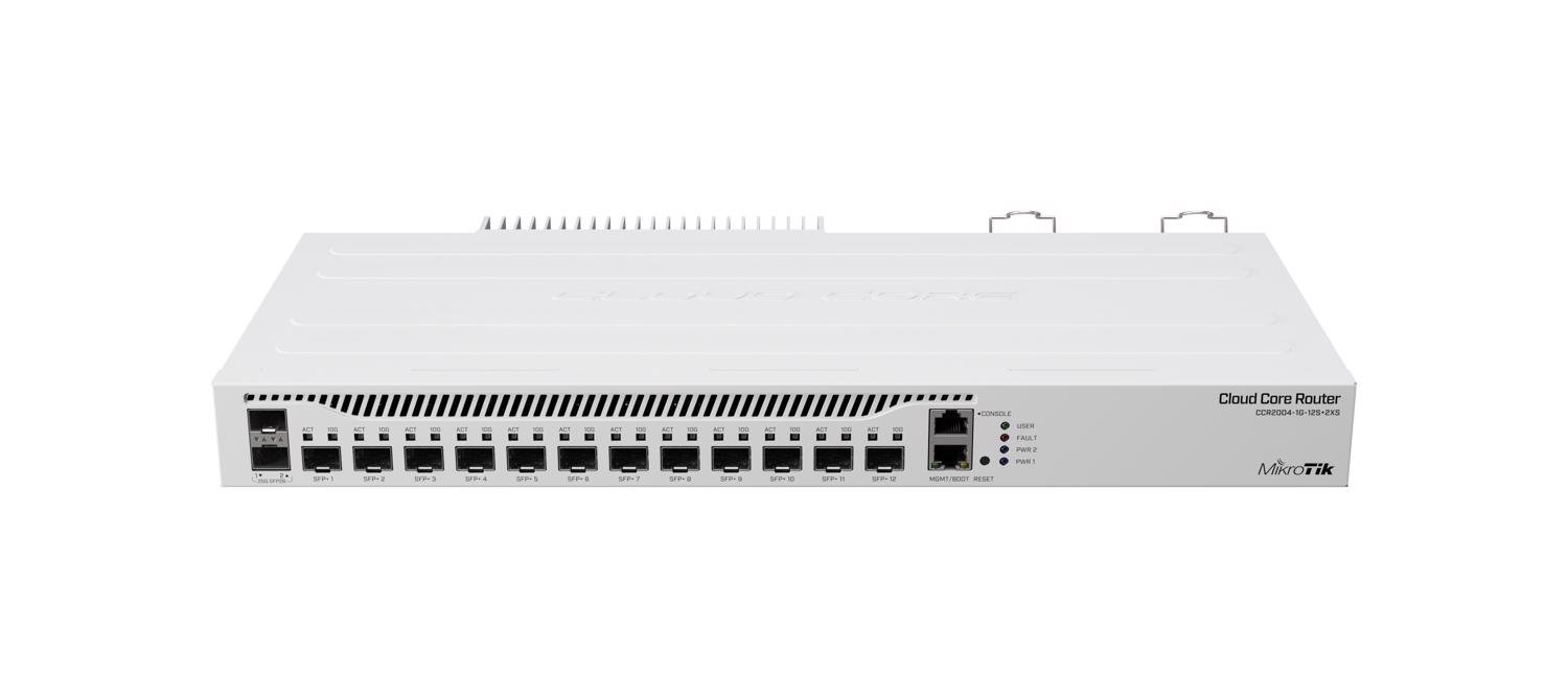 MikroTik (CCR2004-1G-12S+2XS) Connectivity Router; 12 x 10G SFP+ and 2 x 25G SFP28 ports