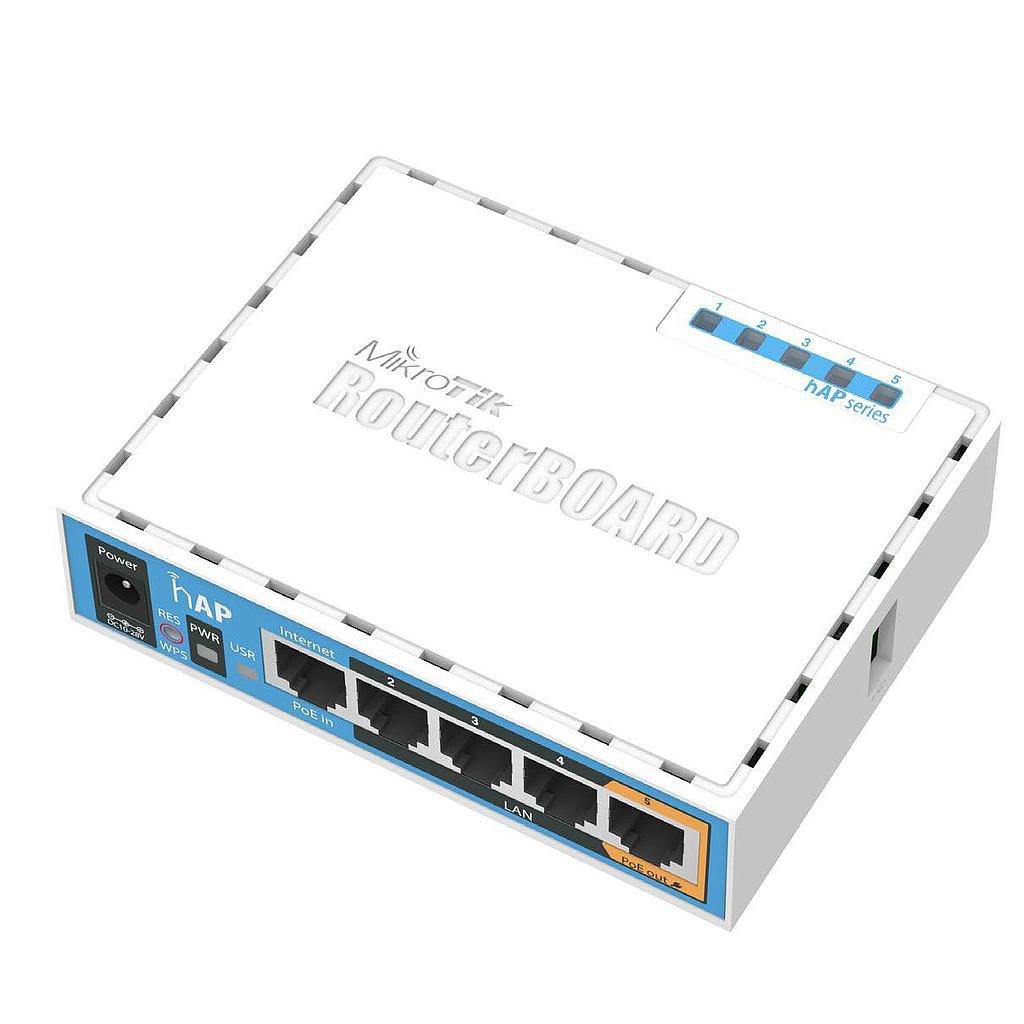 Mikrotik hAP (RB951Ui-2nD) 2.4GHz AP; 5x Ethernet Ports, PoE-out on Port 5, USB for 3G/4G support