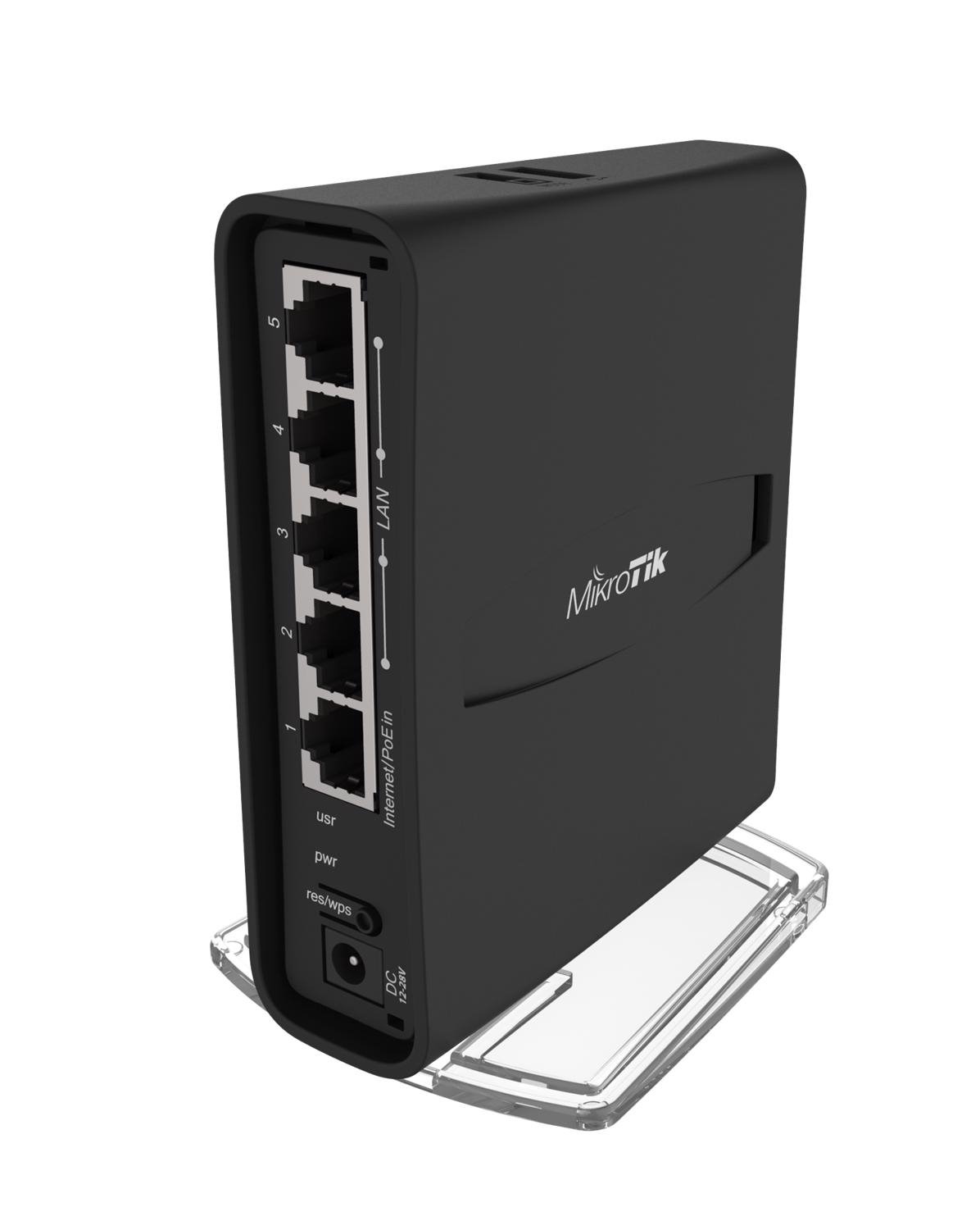 Mikrotik hAP ac² (RBD52G-5HacD2HnD-TC) Dual-Concurrent 2.4/5GHz AP, 802.11a/b/g/n/ac, Five Gigabit Ethernet ports, USB for 3G/4G support, universal tower case and IPsec hardware encryption support
