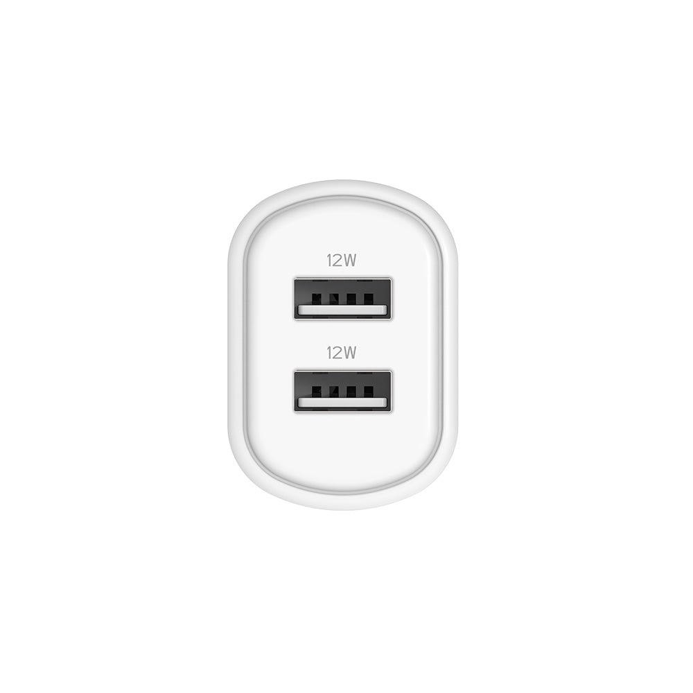 Cygnett PowerPlus 12W Usb-A Dual Port Wall Charger - White (CY3671PDWLCH), Charge 2 Devices Simultaneously, Lightweight, Perfect For Travel
