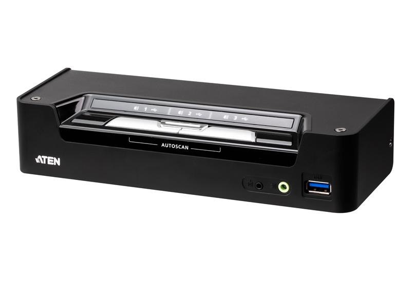 Aten 3-Port Usb-C DisplayPort Hybrid KVMP Switch With 45W Power Delivery 3.0