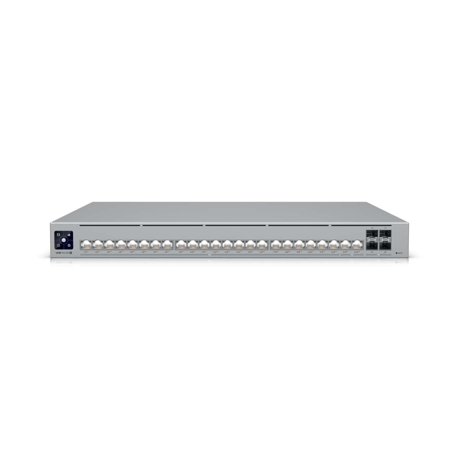 Ubiquiti USW-Pro-HD-24-PoE UniFi Professional-Grade, Layer 3 Etherlighting™ Switch 2X 10 GbE PoE++, 22X 2.5 GbE PoE++, 4X 10G SFP+