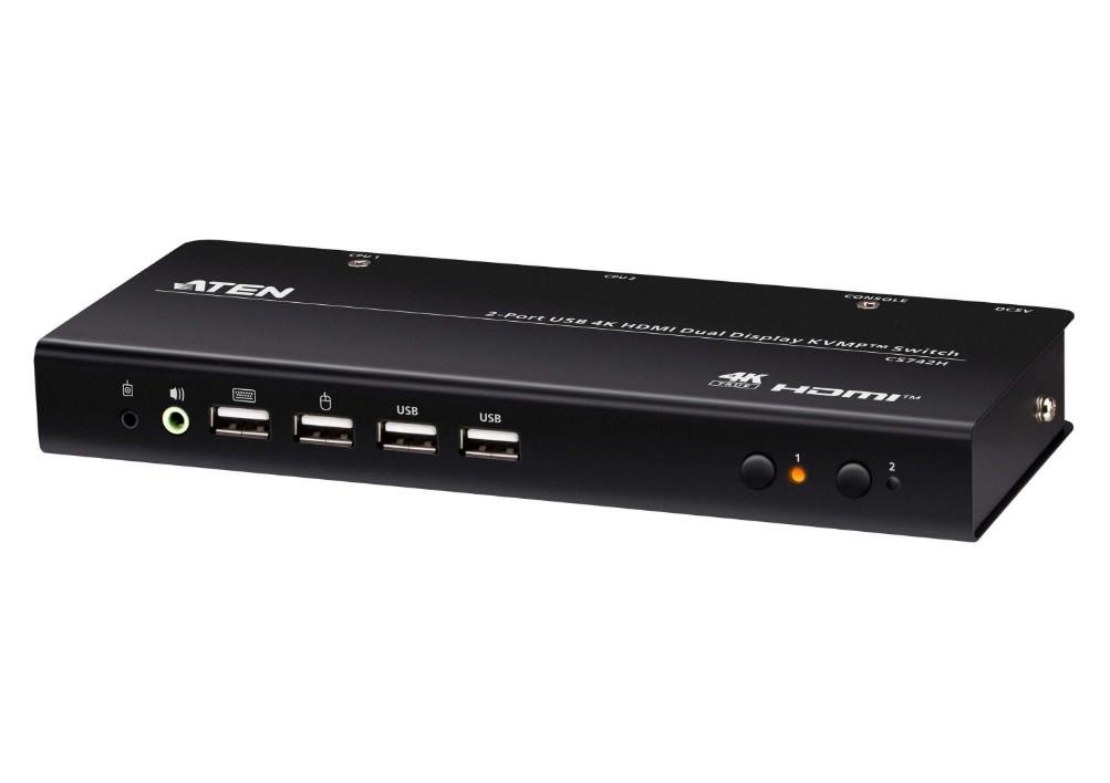 Aten 2-Port Usb 4K Hdmi Dual-Display KVMP Switch (Cables Included)