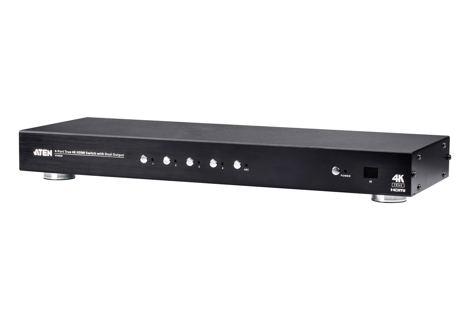 Aten 4 Port Dual Output True 4K Hdmi Switch, Select Input Ports Via RS232 Control, HDCP 2.2 Compliant, Ir Extension