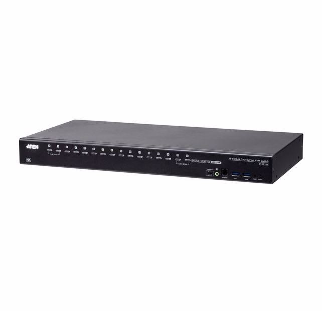 Aten CS19216, 16- Port Usb3.0 4K DisplayPort KVM Switch, Superior Video Quality, Cascadable To Two Levels-Control Up To 256 Computers, Video DynaSync™