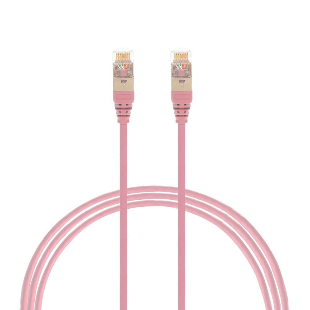 4Cabling 2M Cat 6A RJ45 S/FTP Thin LSZH 30 Awg Network Cable. Pink