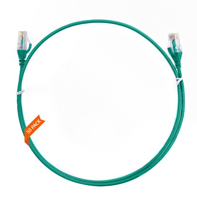 4Cabling 0.25M Cat 6 Ultra Thin LSZH Pack Of 50 Ethernet Network Cable. Green