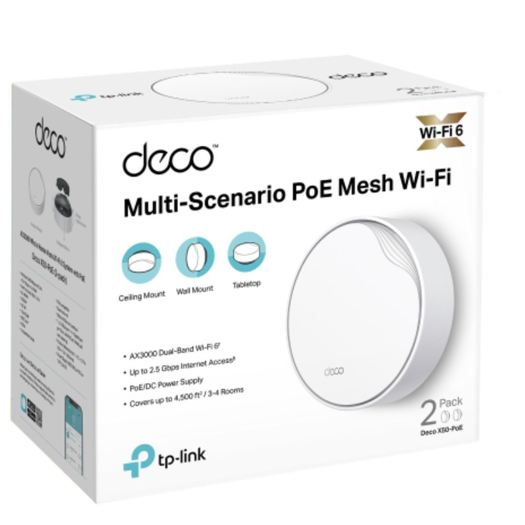 TP-Link Deco X50-PoE Wi-Fi 6 IEEE 802.11 a/b/g/n/ac/ax Ethernet Wireless Router