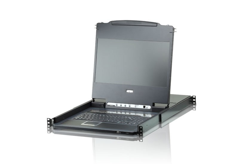 Aten Rackmount KVM Switch Single Rail 8 Port Dvi Usb W/ 17.3' LCD Display, 2X Custom KVM Cables, 1920X1200@60HZ Display, Led Illumination