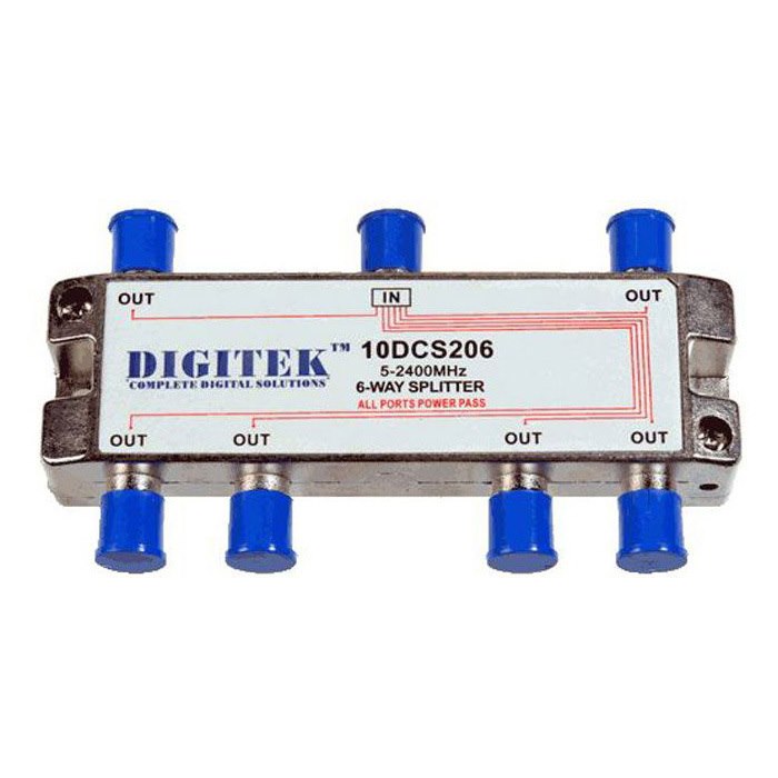 4Cabling 6 Way Splitter F Type 5-2400MHz All Ports Power Pass **DC Only**