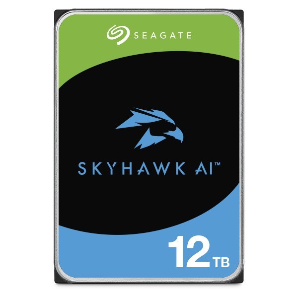 Seagate 12TB 3.5' SkyHawk Ai Surveillance Sata HDD 256MB Cache, 7200RPM, 24X7 Workload, DVR And NVR Systems
