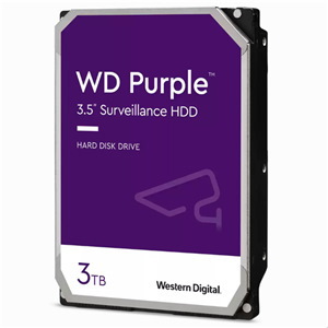 WD Surveillance Purple 3TB 3.5" Internal HDD Sata3 - 256MB Cache - 24X7 Always On Reliability - Built For Personal Home Office Or Small Business - Up To 64 Cameras - AllFrame 4K Technology - 3 Years W