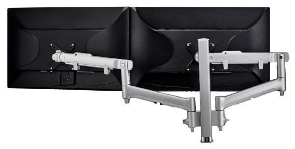 Atdec Awm Dual Monitor Arm Solution - Dynamic Arms - 400MM Post - F Clamp - Silver - Awms-2-D40 F-Clamp Silver