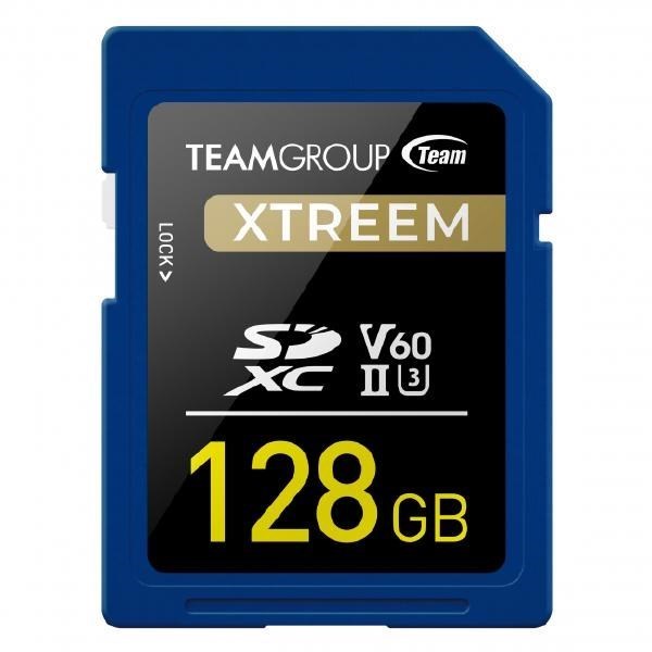 Team Group Xtreem SDXC Memory Card 128GB, R/W (Max) 250MB/s 120MB/s, V60, Uhs-Ii U3