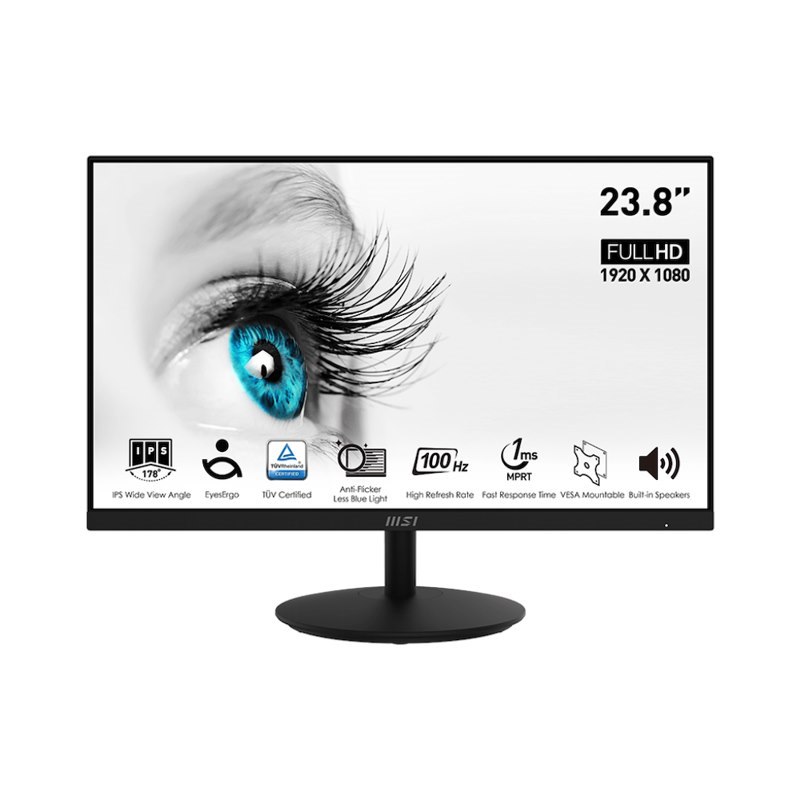 Msi Mp242a 23.8 FHD Ips Monitor, 100Hz, 1MS, DP, Hdmi, Vga, Speakers, 3 YR