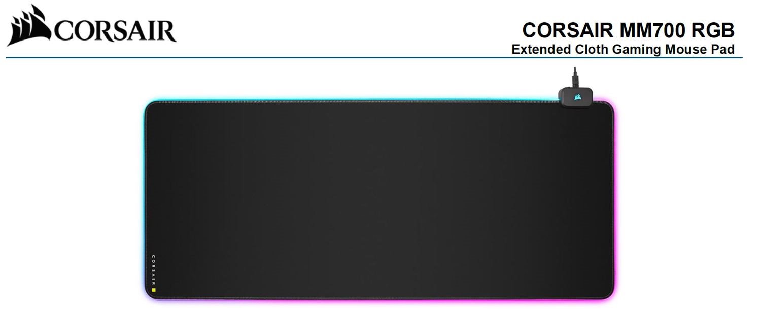 Corsair MM700 RGB Polaris - Icue, Dynamic Three Zone RGB, Low Friction Micro-Texture Surface For Ultimate Gaming Setup.930Mm X 400MM X 4MM Mousemat