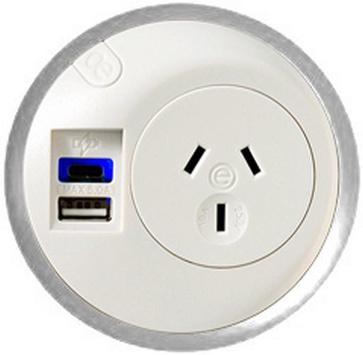 4Cabling Oe Elsafe PixelTUF 1X Gpo And Twin Usb A+C White/Silver