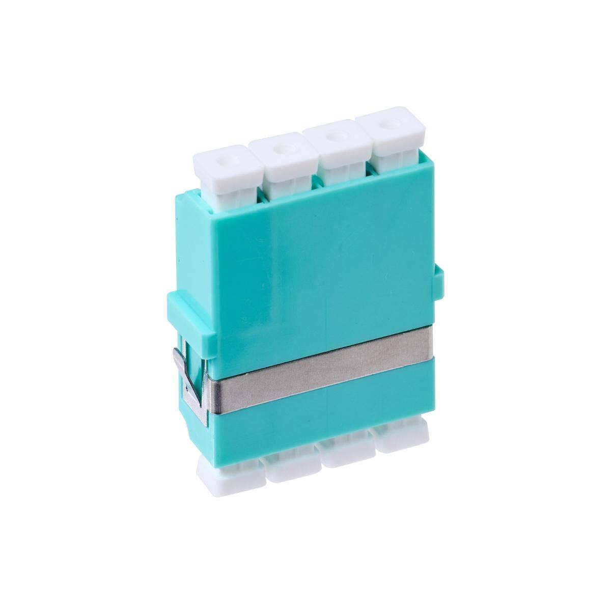 4Cabling LC Om3 / Om4 Multimode Through Coupler Flangeless Quad Ceramic Sleeve | Aqua