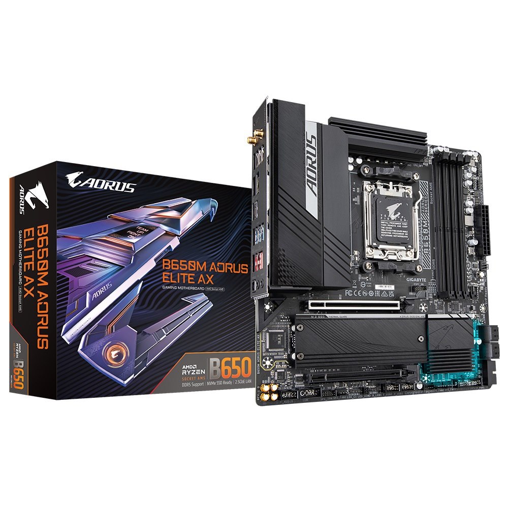 Gigabyte B650M Aorus Elite Ax MB, Am5, X4 DDR5, 4X Sata, 2X M.2, Usb3.2, Wifi 6E, Uatx, 3Y
