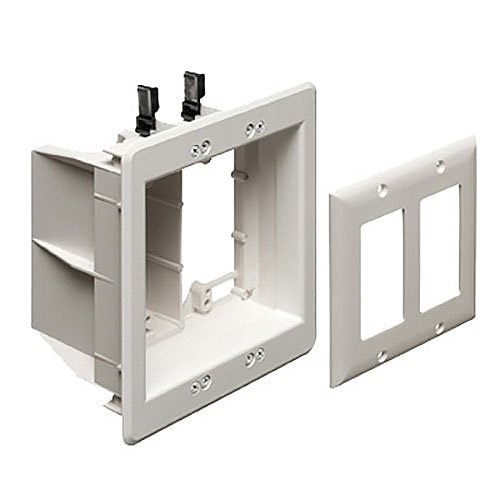 Two-Gang Recessed TV Box, White