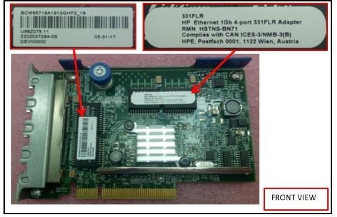 HPE 331FLR Gigabit Ethernet Card for Server - 10/100/1000Base-T - Plug-in Card