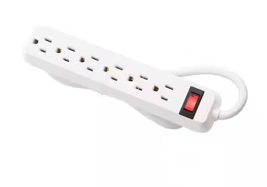 4 ft. 6-Outlet Power Strip with 45 Degree Flat Angle Plug, White